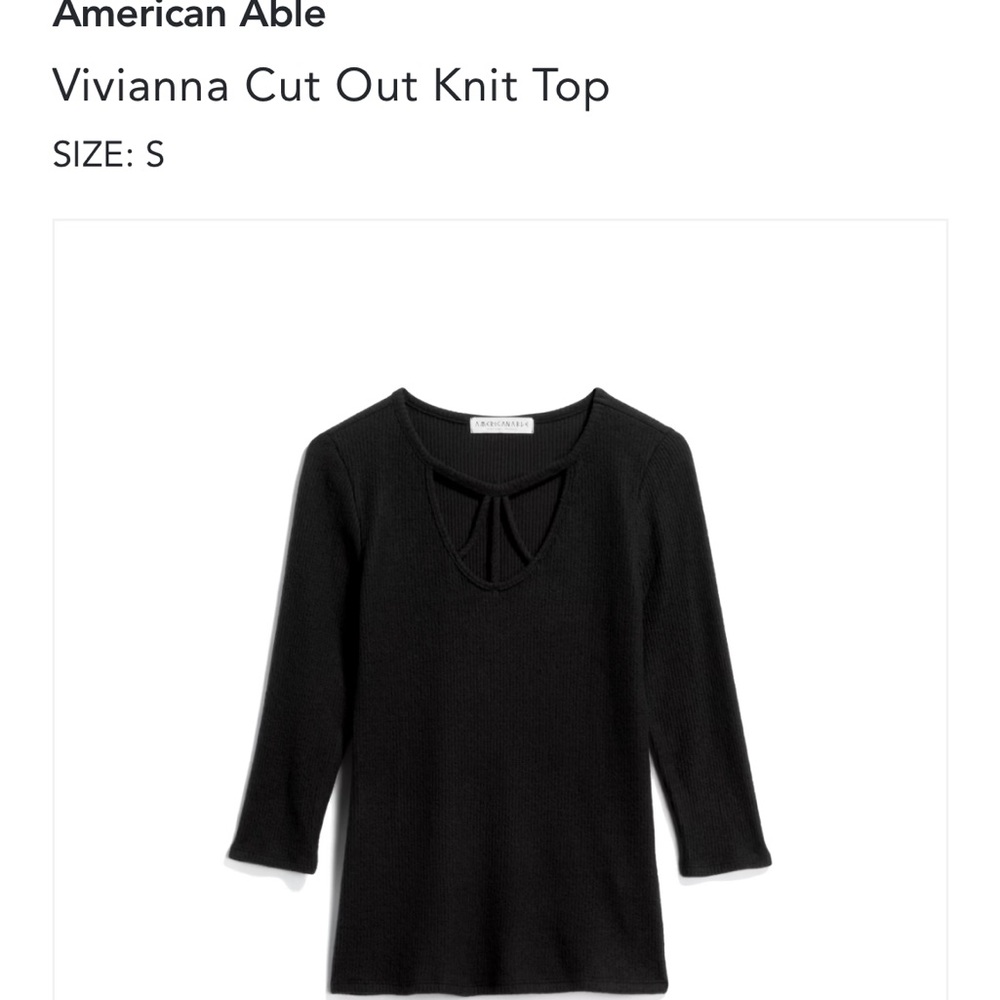 American Able Vivianna cut out knit top soft black shirt small